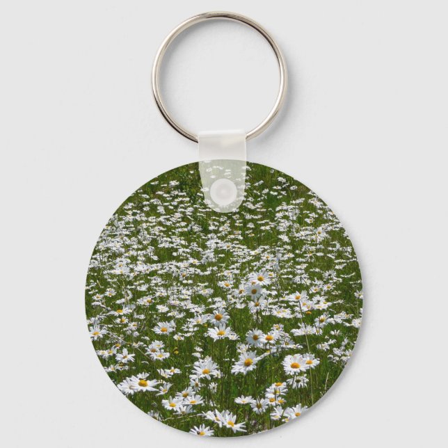 Field of Daisies Alaskan Wildflowers Key Ring (Front)