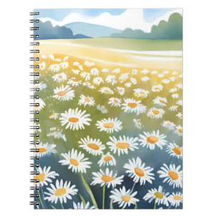Field of Daisies Flower Meadow Floral Painting Notebook