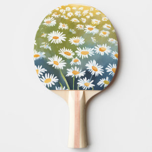 Field of Daisies Flower Meadow Floral Painting Ping Pong Paddle