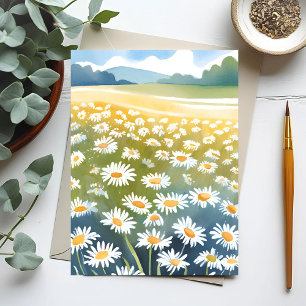 Field of Daisies Flower Meadow Floral Painting Postcard