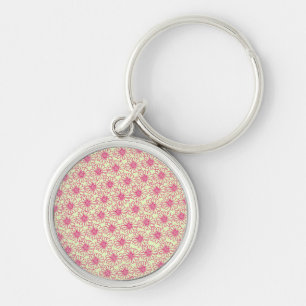 Field of Daisies Keychain, Pink Flowers Key Ring