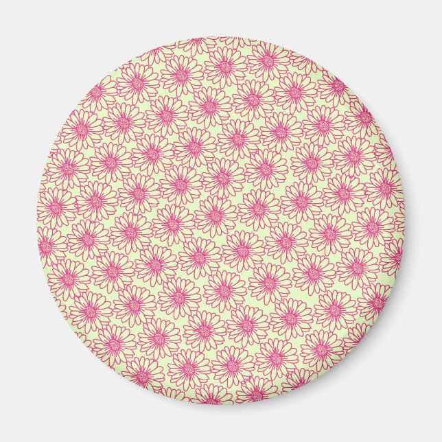 Field of Daisies Magnet, Pink Flowers Magnet (Front)