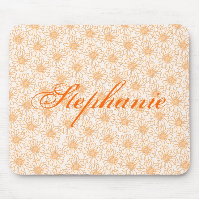 Field of Daisies Mousepad, Orange Flowers Mouse Pad (Front)