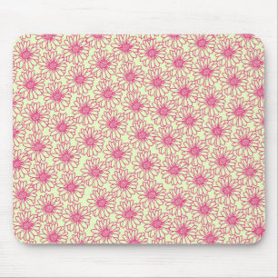 Field of Daisies Mousepad, Pink Flowers Mouse Pad