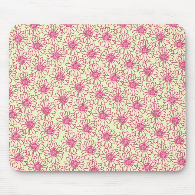 Field of Daisies Mousepad, Pink Flowers Mouse Pad (Front)