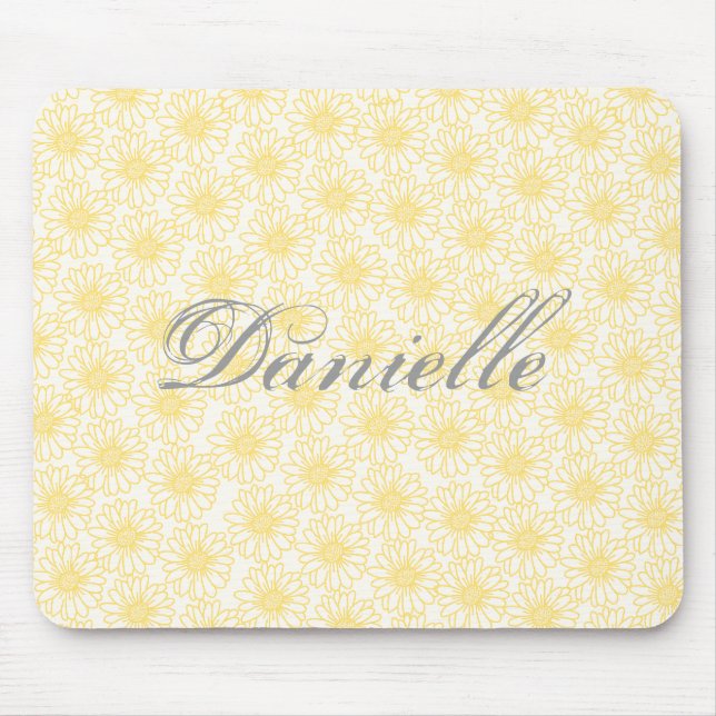Field of Daisies Mousepad, Yellow Flowers Mouse Pad (Front)