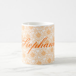 Field of Daisies Mug, Orange Flowers Coffee Mug