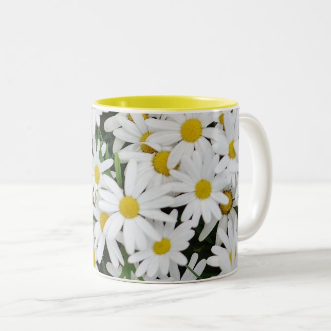 Field of Daisies Photo Two-Tone Coffee Mug (Front Right)
