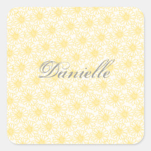 Field of Daisies Square Stickers, Yellow Flowers Sticker
