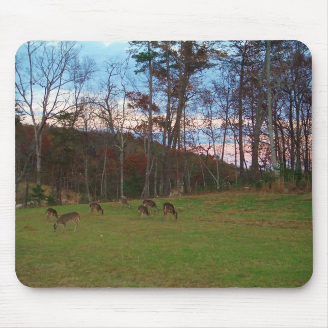 Field of Deer & a Pink SunSet Mouse Pad (Front)