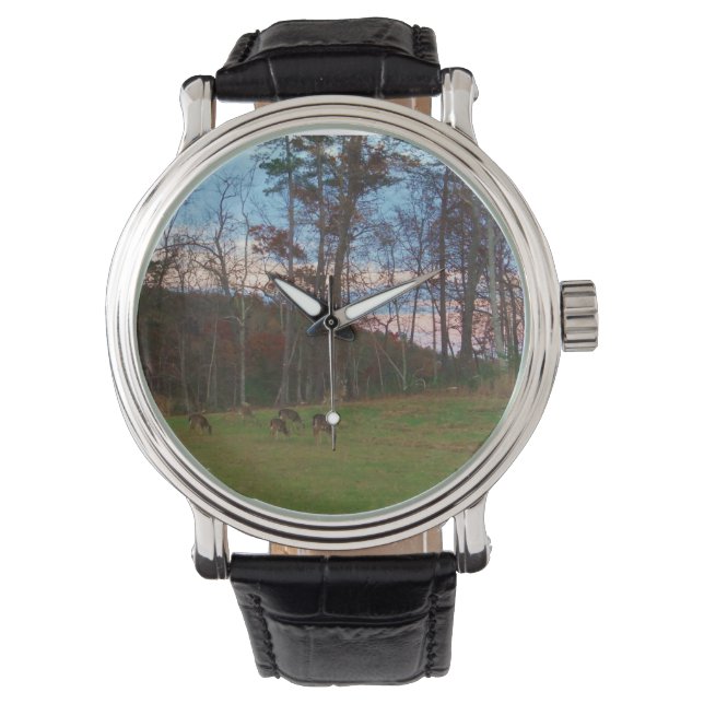 Field of Deer & a Pink SunSet Watch (Front)
