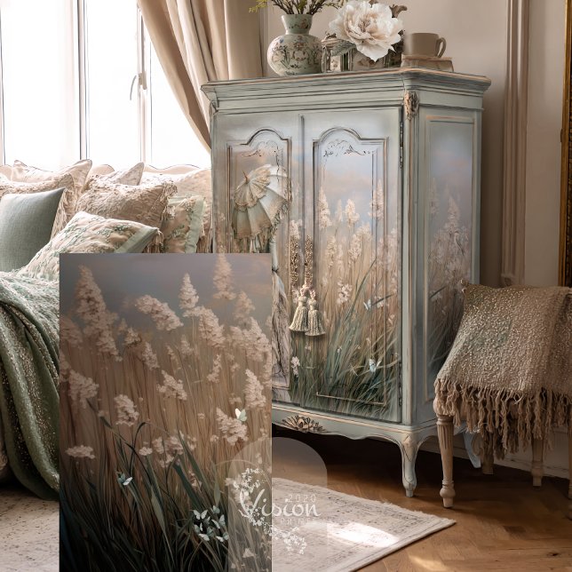 Field of Dreams, Pampas Grass & Butterflies Tissue Paper (Field of Dreams, Pampas Grass,  and Butterflies, Decoupage Tissue Paper.)