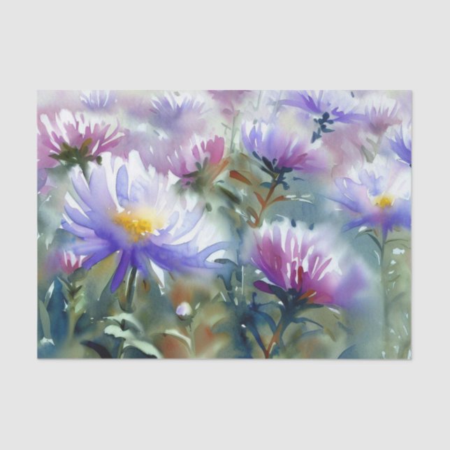 Field of Flowers-Aster (C) Watercolor  Tissue Paper (Front)