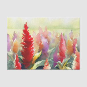 Field of Flowers-Celosia (C) Watercolor  Tissue Paper