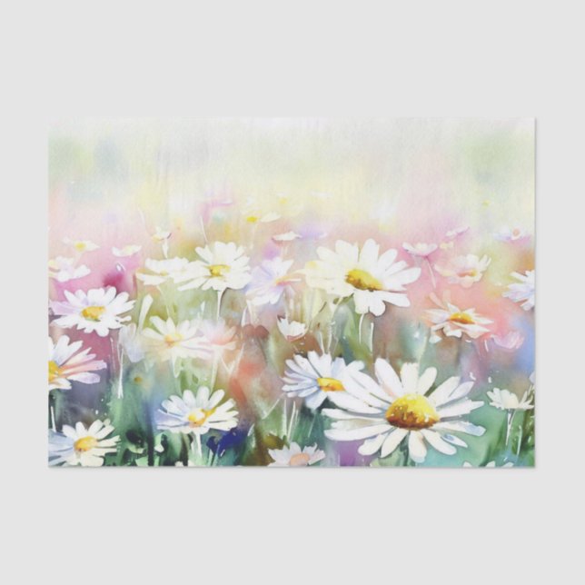 Field of Flowers-Daisy (B) Watercolor  Tissue Paper (Front)
