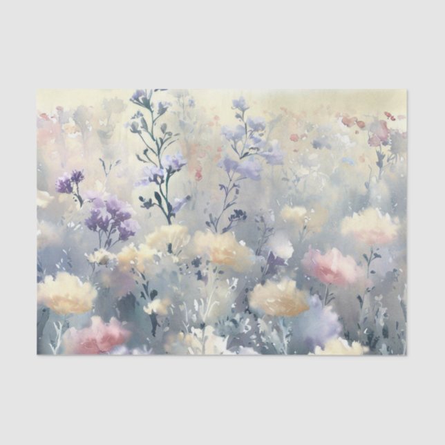 Field of Flowers-Dusty Miller (A) Watercolor  Tissue Paper (Front)