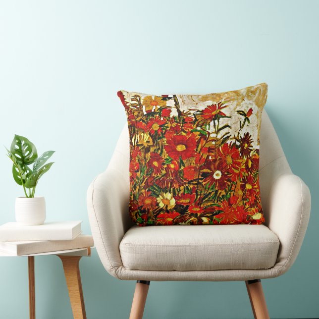 Field of Flowers - Egon Schiele art, Cushion (Chair)