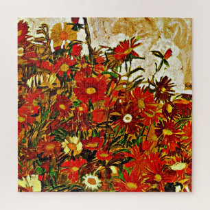 Field of Flowers - Egon Schiele artwork, Jigsaw Puzzle
