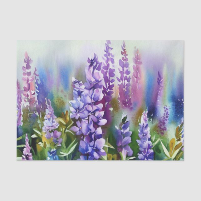 Field of Flowers-Lupine (A) Watercolor  Tissue Paper (Front)