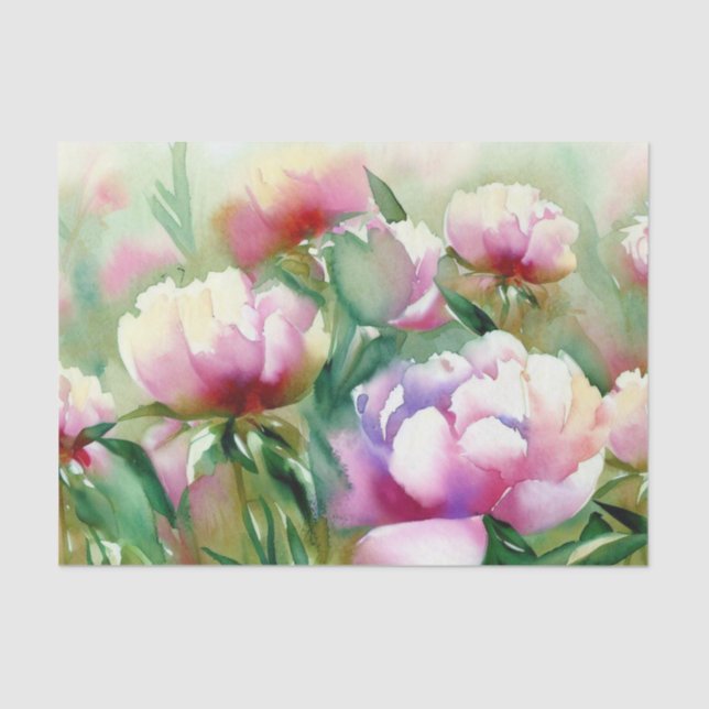 Field of Flowers-Peony (A) Watercolor  Tissue Paper (Front)