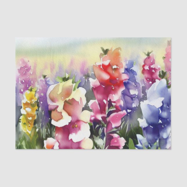 Field of Flowers-Snapdragon (A) Watercolor  Tissue Paper (Front)