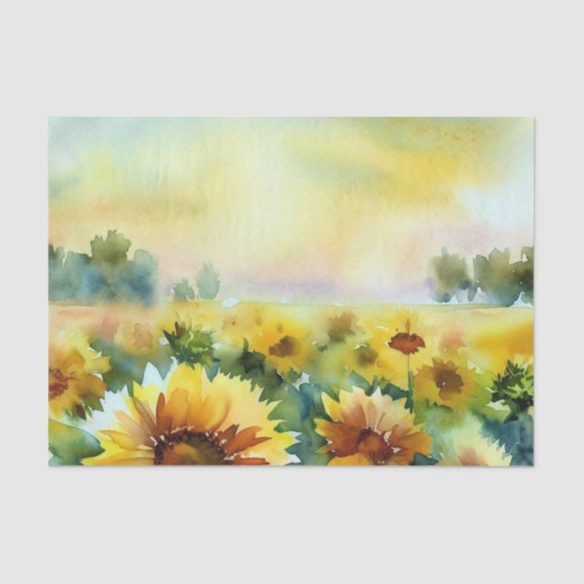 Field of Flowers-Sunflower (D) Watercolor  Tissue Paper (Front)