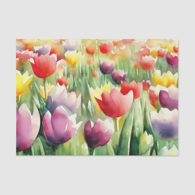 Field of Flowers-Tulip (C) Watercolor  Tissue Paper (Front)