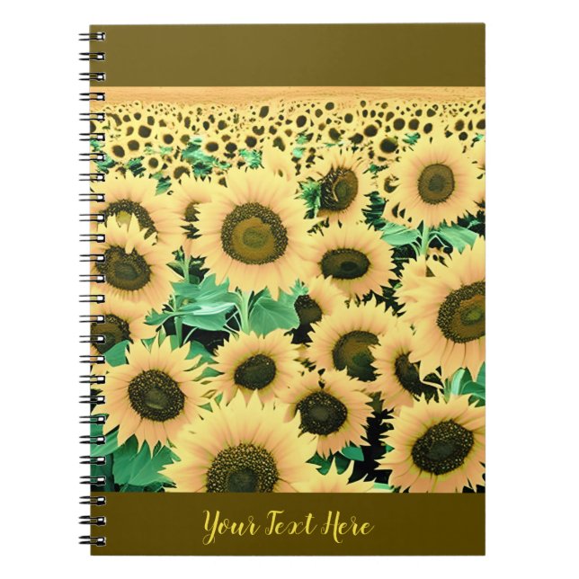Field of Golden Yellow Sunflowers Notebook (Front)