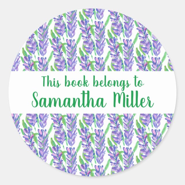 Field of Lavender Design Bookplate Sticker (Front)