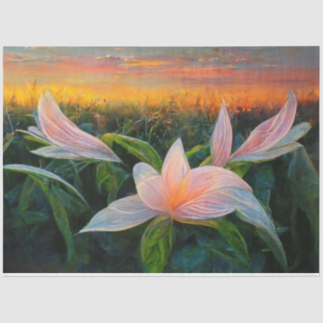 Field of Lilys Floral Decoupage Tissue Paper (Front)