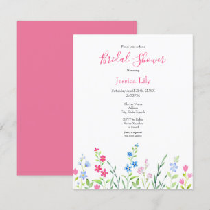 Field of Mixed Watercolor Wildflowers Invitation