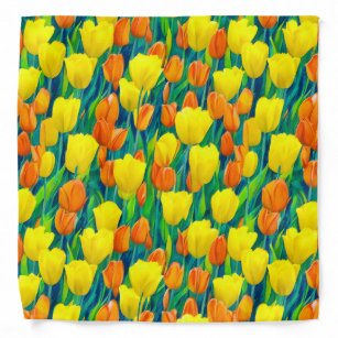 Field of Orange and Yellow Tulips Bandana