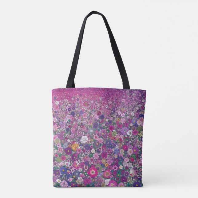 Field of  Pink and Purple Wildflowers Tote Bag (Back)