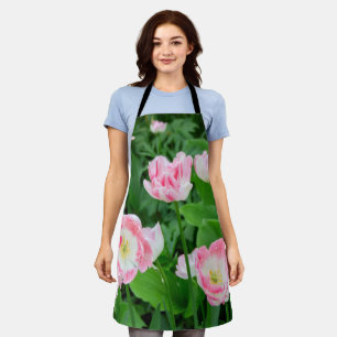 Field of pink tulips apron
