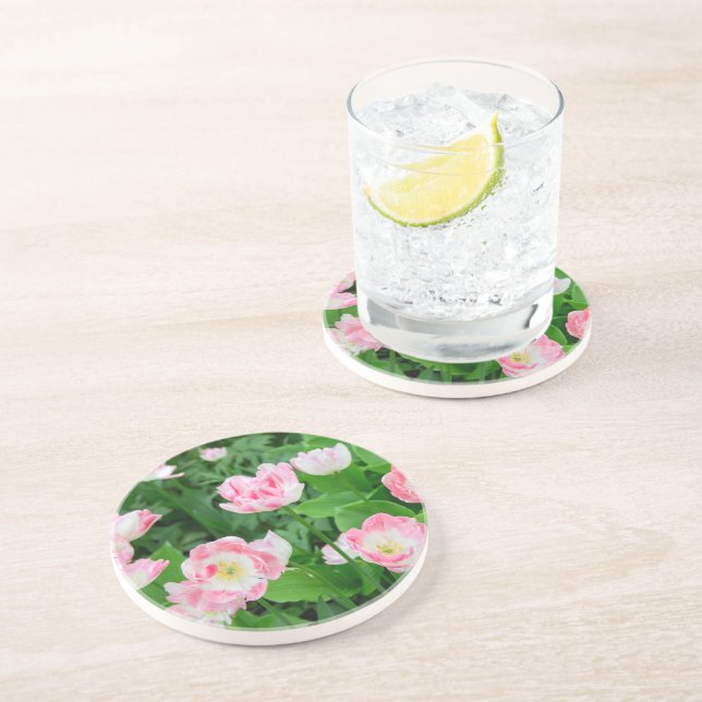Field of pink tulips coaster (Side)