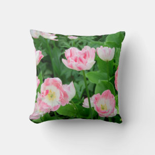 Field of pink tulips cushion