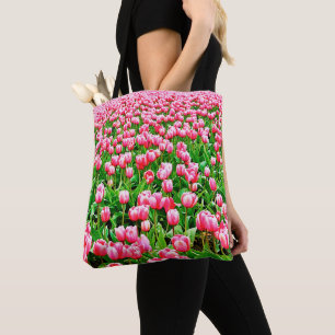 Field of Pink Tulips Tote Bag