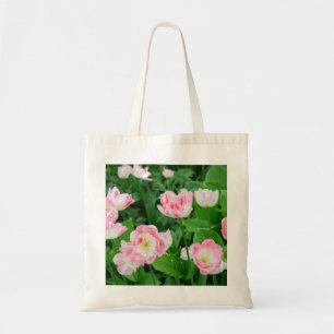 Field of pink tulips tote bag