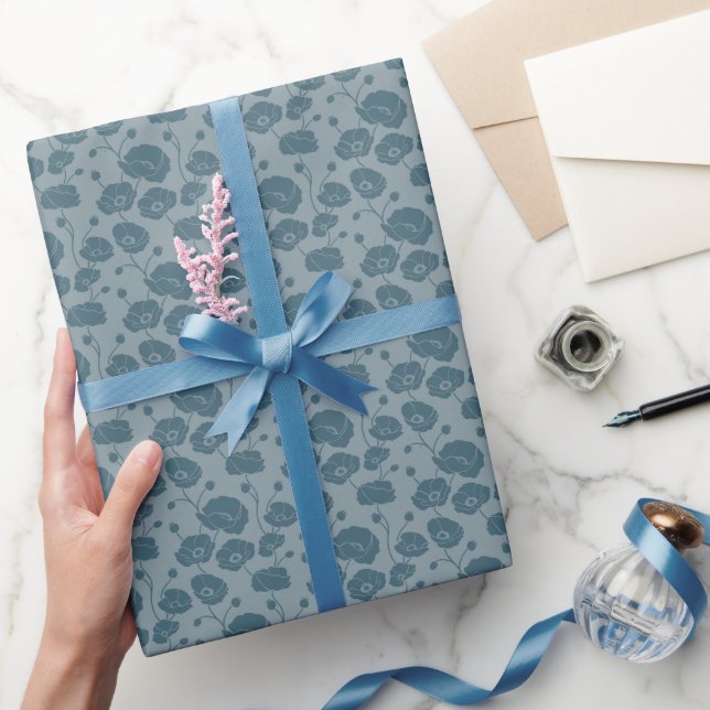 Field of Poppies blues Wrapping Paper (Gifting)
