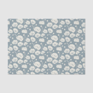 Field of Poppies cream on blue Tissue Paper