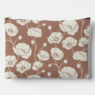 Field of Poppies cream on brown Accessory Pouch
