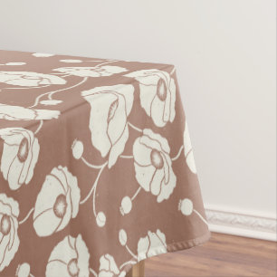 Field of Poppies cream on brown Tablecloth