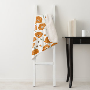 Field of Poppies orange Sherpa Blanket