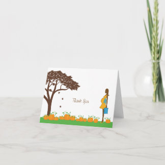 Field of pumpkins baby shower thank you cards blue