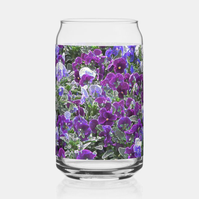 Field Of Purple Flowers 8420 Pansies Can Glass (Front)