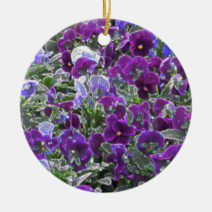 Field Of Purple Flowers 8420 Pansies Ceramic Ornament