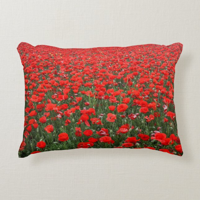 Field of Red Poppies Decorative Cushion (Front)
