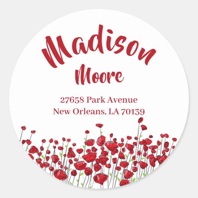 Field Of Red Poppies Envelope Seal (Front)