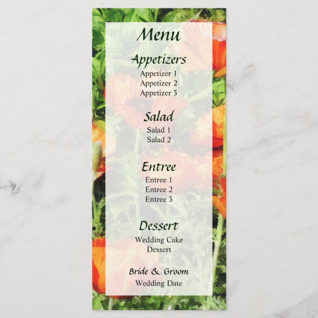 Field of Red Poppies Menu... Menu (Front)