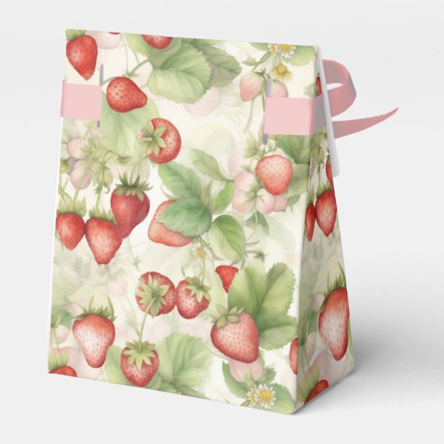 field of ripe, red strawberries favour box (Back Side)
